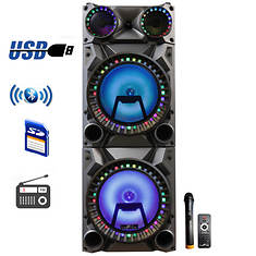 beFree Sound 12" Double BT Subwoofer Portable Party Speaker with Lights