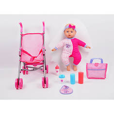 Gi-Go Toy Baby Doll with Stroller Set