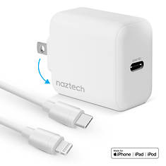 Naztech 20W USB-C PD Fast Wall Charger with 4' MFi Lightning Cable