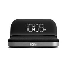 iHome Compact Alarm Clock with Qi Wireless Charging and USB Charging