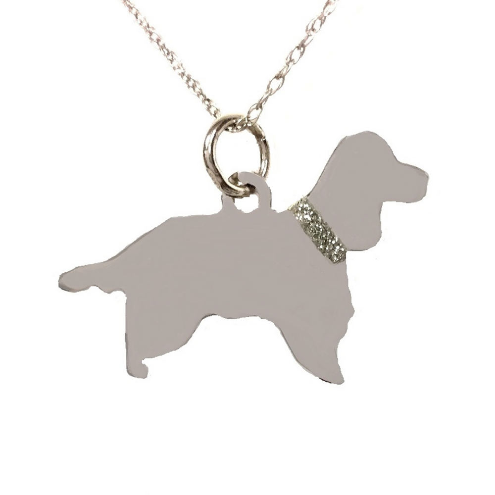 Beagle Glitter Collar Sterling Silver Rhodium Plated Dog Pendant