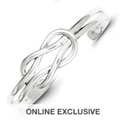 Women's Sterling Silver Knot Design Cuff Bangle