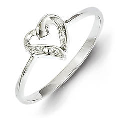 Women's Sterling Silver Rhodium Polished Diamond Ring