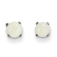 14K White Gold 4mm Birthstone Stud Earrings