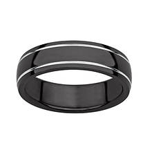 Black Titanium Grooved Ring