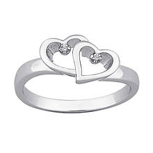 Sterling Silver Diamond Two Hearts Ring