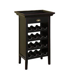 Black with Merlot Rub-Through Wine Cabinet and Lift-off Tray Top