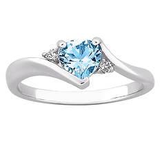 Blue Topaz Heart Ring