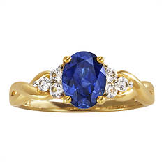 Women's 10K Gold Blue and White Sapphire Ring