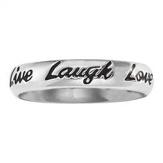 Stackable Sterling Silver Live Laugh Love Ring