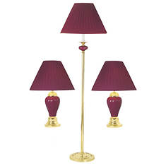3-Pc. Lamp Set - Burgundy