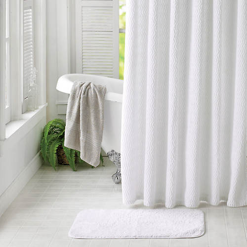 Chenille Shower Curtain With Rug, White Chenille Shower Curtain