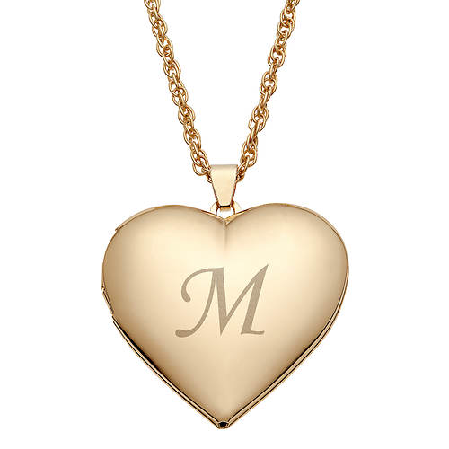 Gold-Plated Single-Initial Heart Locket