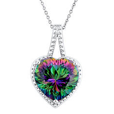 Sterling Silver Mystic Fire Topaz Heart and Diamond-Accent Pendant