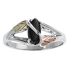Landstroms Women's Black Hills Gold Onyx Marquise Ring