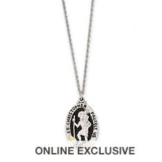 Sterling Silver and 12K Accents Antiqued St. Christopher Necklace