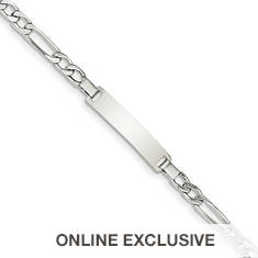 Kids' Sterling Silver Engraveable ID On Figaro Link Bracelet