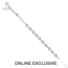 Women's Sterling Silver Cross on Bead Bracelet