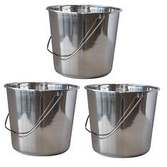 AmeriHome 3-Piece Large Stainless Bucket Set