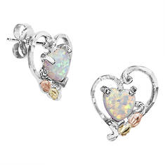 Landstroms Black Hills Gold Opal Heart Earrings