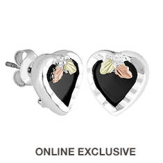 Black Hills Gold SS Onyx Heart Post Earrings (Women's)