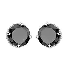 8mm Round Black CZ Post Earrings(Women's)
