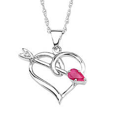 Heart/Arrow Ruby Diamond Necklace (Women's)