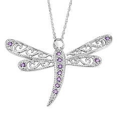 Dragonfly Necklace with Amethyst CZ (Women's)