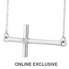 Sideways Cross Diamond Necklace (Women's)