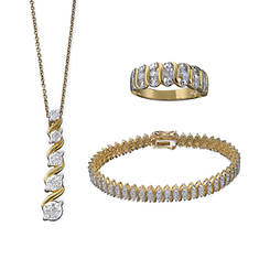 Diamond Accent Pendant, Bracelet, and Ring Set