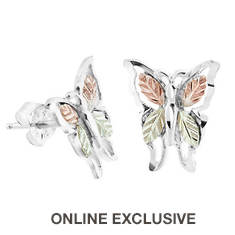 Black Hills Gold Sterling Silver Butterfly Earrings (Women's)