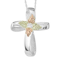Black Hills Gold Sterling Silver 3-D Cross Necklace (Women's)