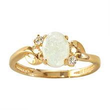 Women's 10K Gold Opal/White Topaz Ring