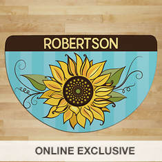 Personalized Pretty Sunflower 1/2-Round Doormat