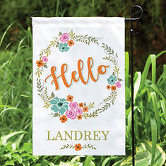 Personalized Floral Hello Garden Flag