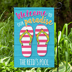 Personalized Welcome Paradise Garden Flag