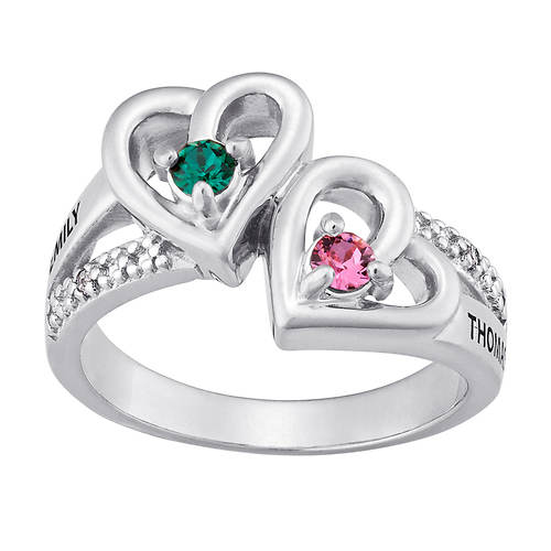 Personalized Birthstone/Diamond Couples Ring