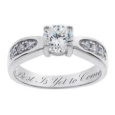 Women's Personalized Brilliant CZ Engraved Ring