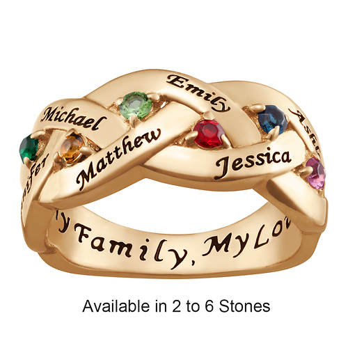 Personalized Birthstone/Family Names Braided Ring