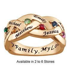 Personalized Birthstone/Family Names Braided Ring