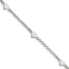 Sterling Silver Heart Charm Bracelet (Girls')