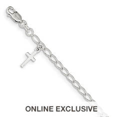 Sterling Silver Cross 6" Bracelet (Kids')