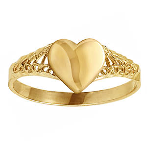 Sonia Jewels 14k Yellow and White Gold Ladies Heart Flower Ring