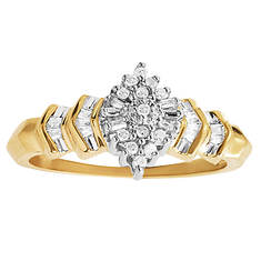 Women's 10K Gold Diamond Cluster Ring