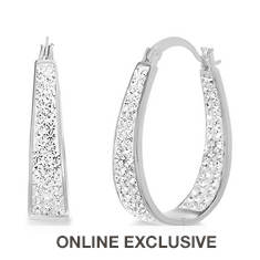 Crystal In-and-Out Horseshoe-Shaped Hoop Earrings