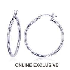 Sterling Silver 2x30mm Hoop Earrings