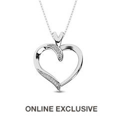 Sterling Silver Heart Pendant with Diamond Accents