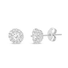 Diamond & CZ Round Stud Earrings