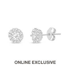 Diamond & CZ Round Stud Earrings