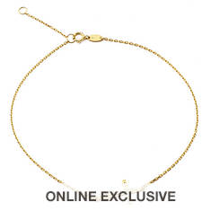 10K Yellow Gold .5mm Rolo Chain Textured Cross Charm Anklet